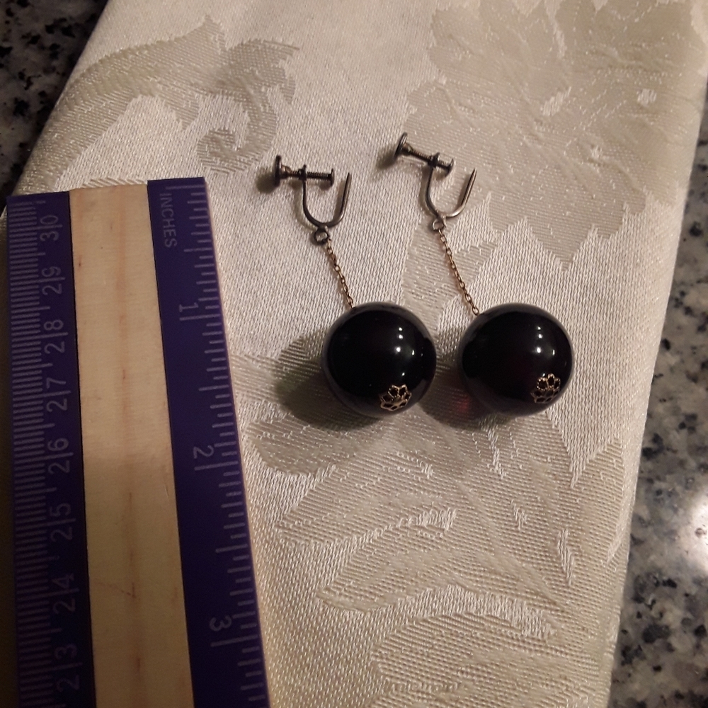3/$10 Vintage disco ball and chain screw back earrings - Picture 3 of 3